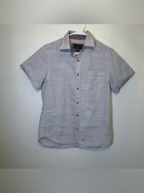 Across the Pond Men’s Small Short Sleeve Button Up Shirt Gray Lightweight Cotton